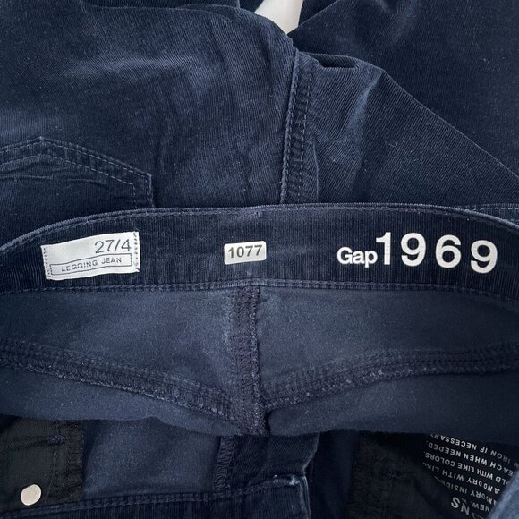 Gap 1969 Skinny Leg Stretch Coduroy Legging Jeans Navy Blue Women 27/4 - Picture 8 of 15
